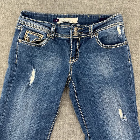 VIGOSS Collection Capri‎ Denim Jeans Distressed 98% Cotton 2% Spandex Size 5 - Picture 2 of 13